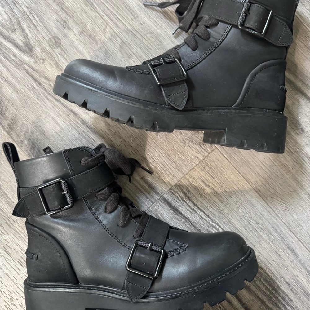 Black Combat Boots with Buckles